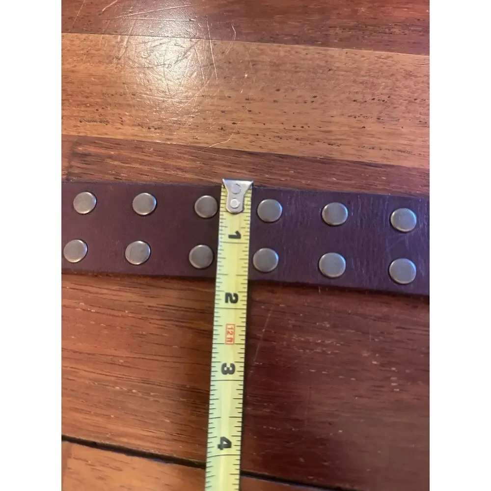 Aeropostale Studded Distressed Brown Leather Belt Unisex Size Medium Vintage EUC